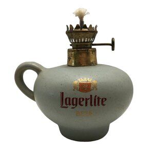 Lagerlite Beer Advertisement Cardinal Stoneware Oil Lamp Filipino Philippines